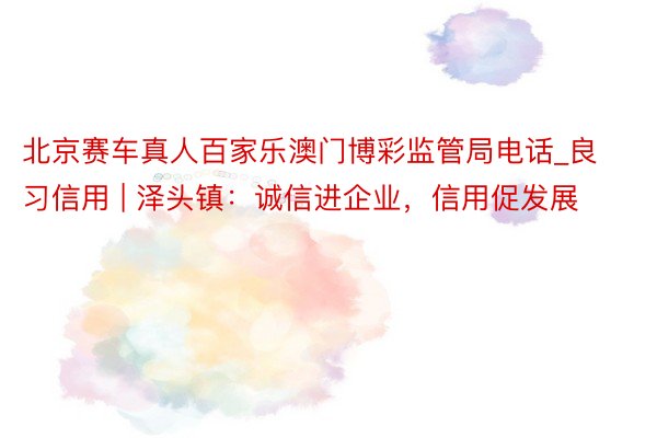 北京赛车真人百家乐澳门博彩监管局电话_良习信用 | 泽头镇：诚信进企业，信用促发展