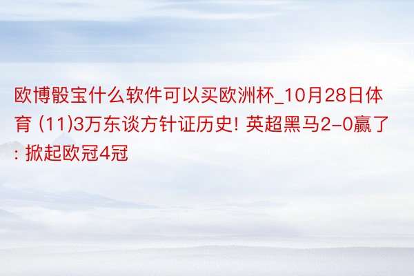 欧博骰宝什么软件可以买欧洲杯_10月28日体育 (11)3万东谈方针证历史! 英超黑马2-0赢了: 掀起欧冠4冠