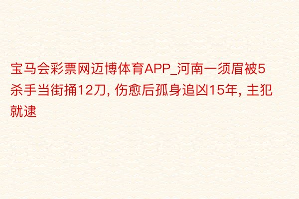 宝马会彩票网迈博体育APP_河南一须眉被5杀手当街捅12刀, 伤愈后孤身追凶15年, 主犯就逮